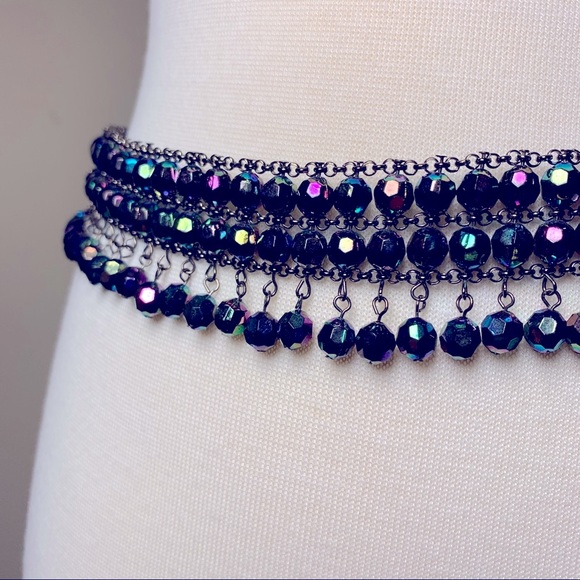 Vintage Accessories - Vintage Beaded Belt - Iridescent Cool!